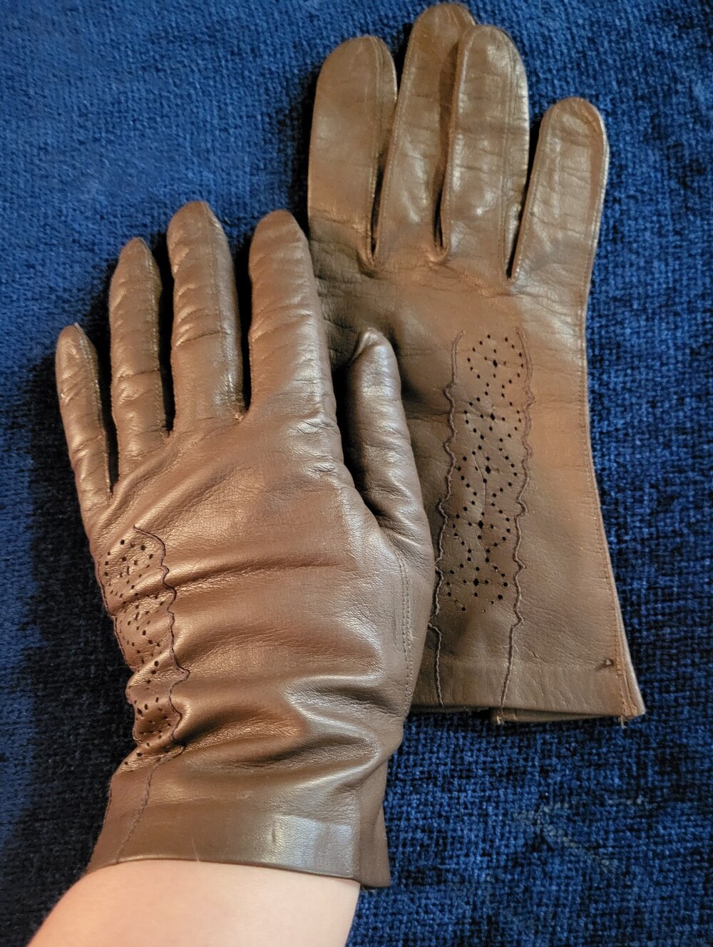 Vintage Brown Genuine 100% Leather Gloves